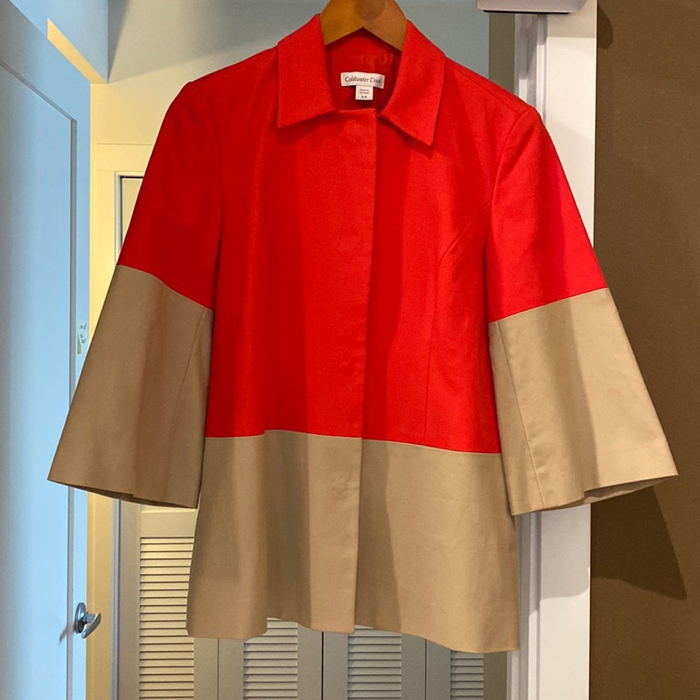 Coldwater Creek - red/tan blazer. Size 4-6. NWT.